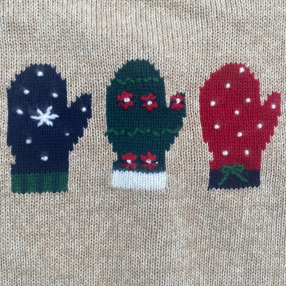 Embroidered Ugly Christmas Sweater Tan Button Grandmacore Winter Holiday-3X - Picture 10 of 10